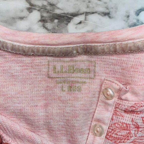 LL Bean | Long Sleeve Sweater Paisley 1/4 Button Down | Pink | Women | L - Picture 4 of 5